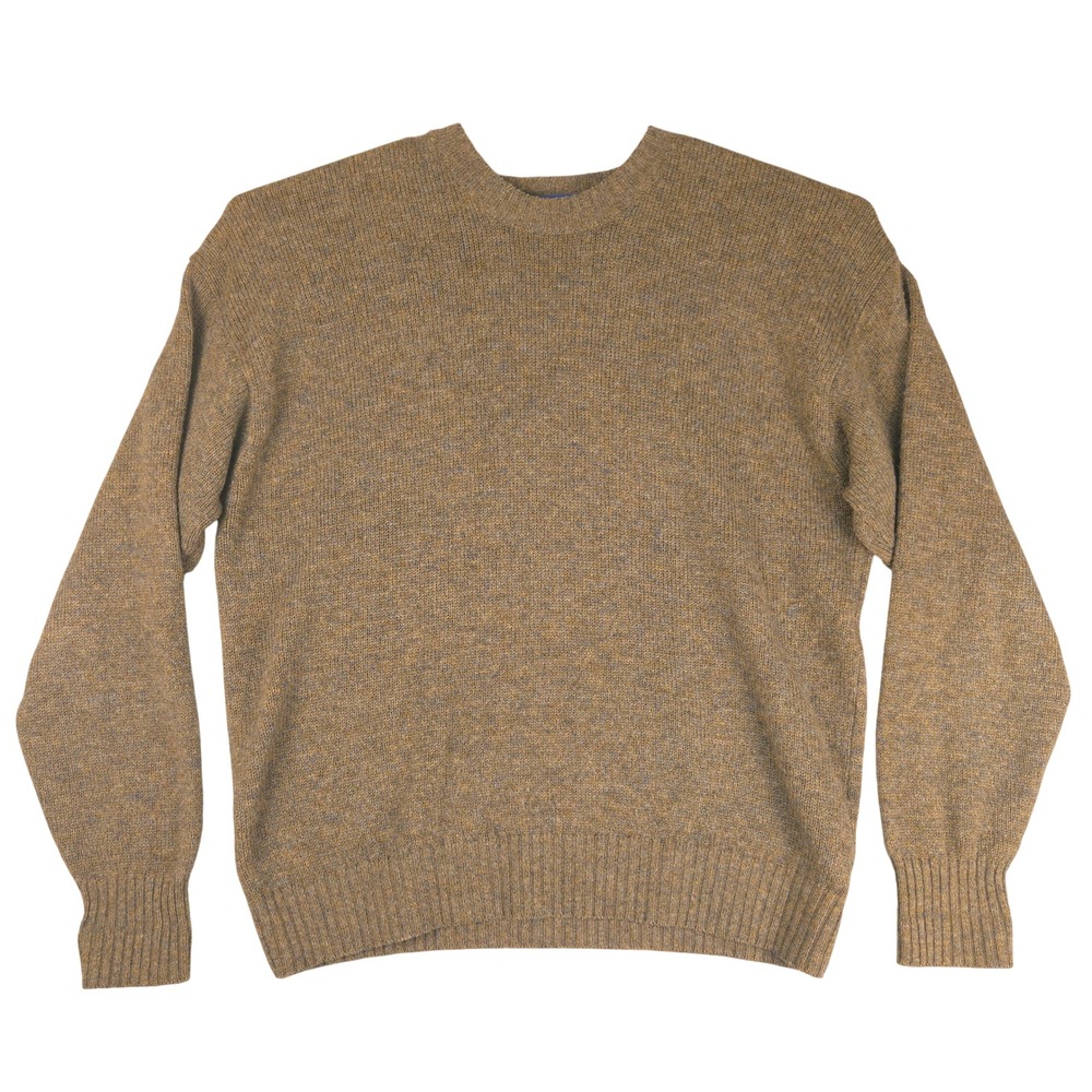 Pendleton Mens XL Pure Virgin Wool Crewneck Sweater Heathered Brown Tan Knit